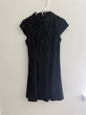 Black Velvet Short Sleeve Fit-and-Flare Dress Eliza J size 8